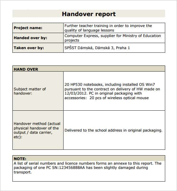 7 Handover Report Templates Word Excel Samples