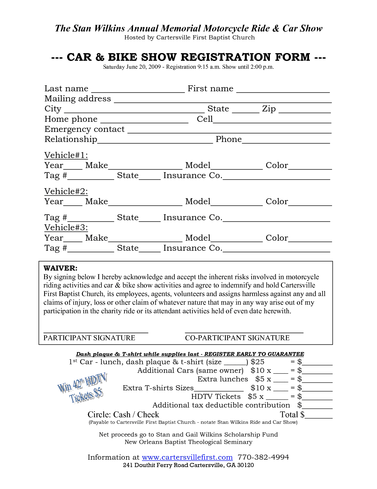 8 Car Show Registration Form Templates Word Excel Samples