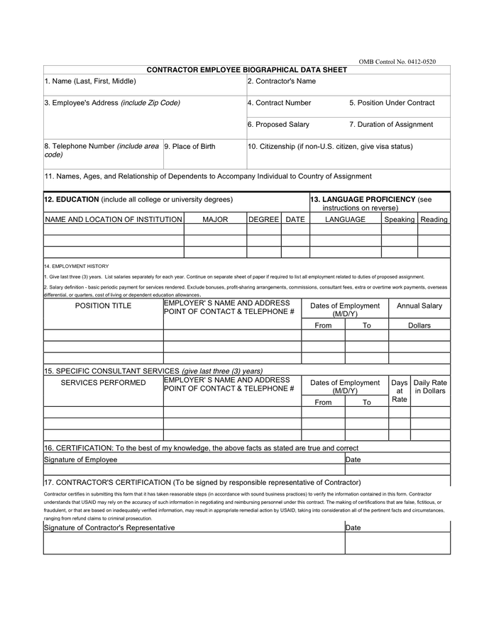 11 Biodata Form Templates Word Excel Samples 7247