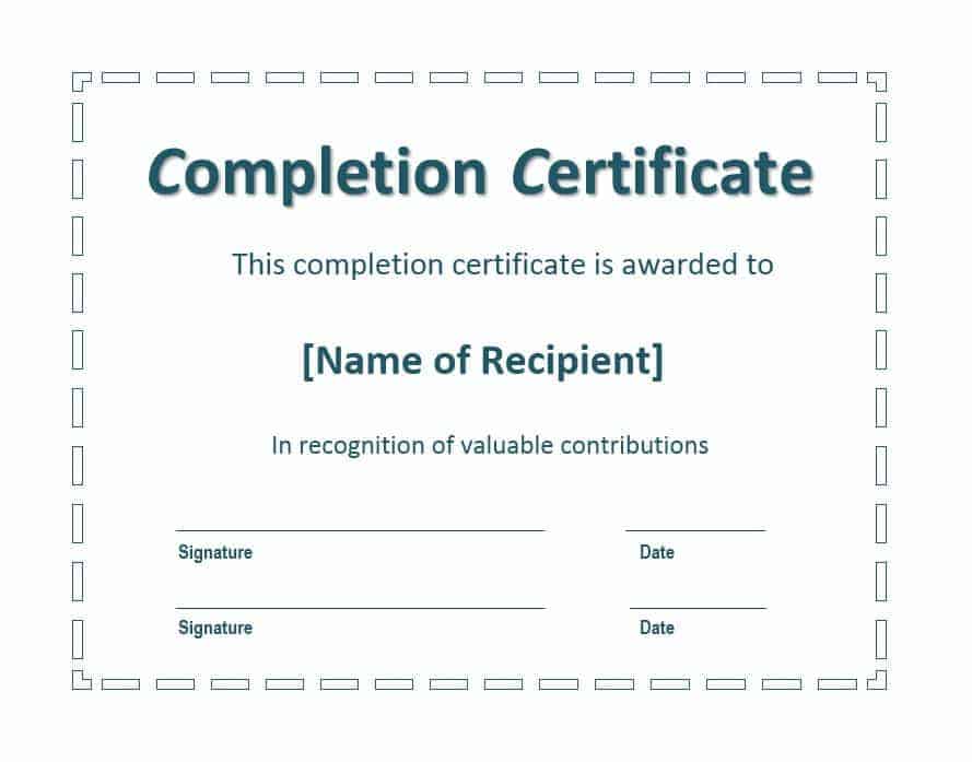 25 Work Completion Certificate Templates Word Excel Samples