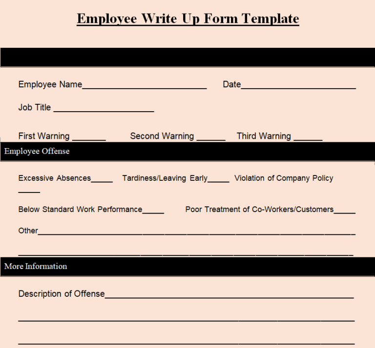 24 Best Employee Write Up Form Templates Word Excel Samples 5717