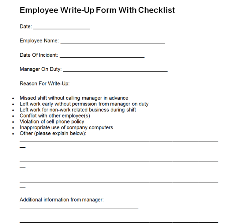 24 Best Employee Write Up Form Templates Word Excel Samples 5631