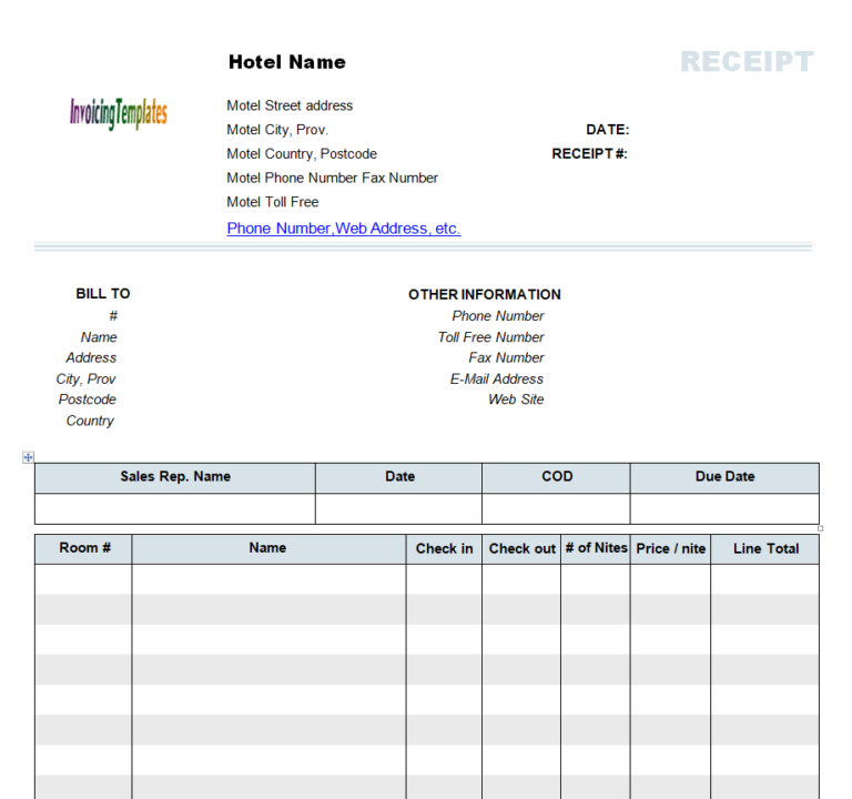 15 Editable Hotel Receipt Templates Ms Word Word Excel Samples 4960