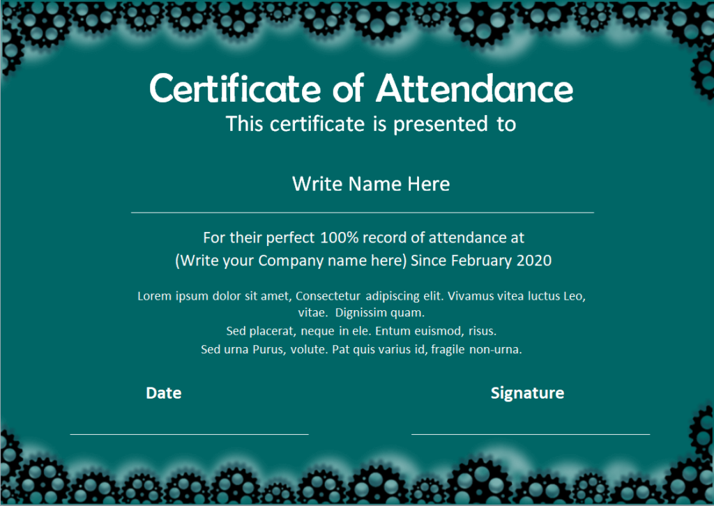 15 Customizable Attendance Certificate Templates Word Excel Samples 5928