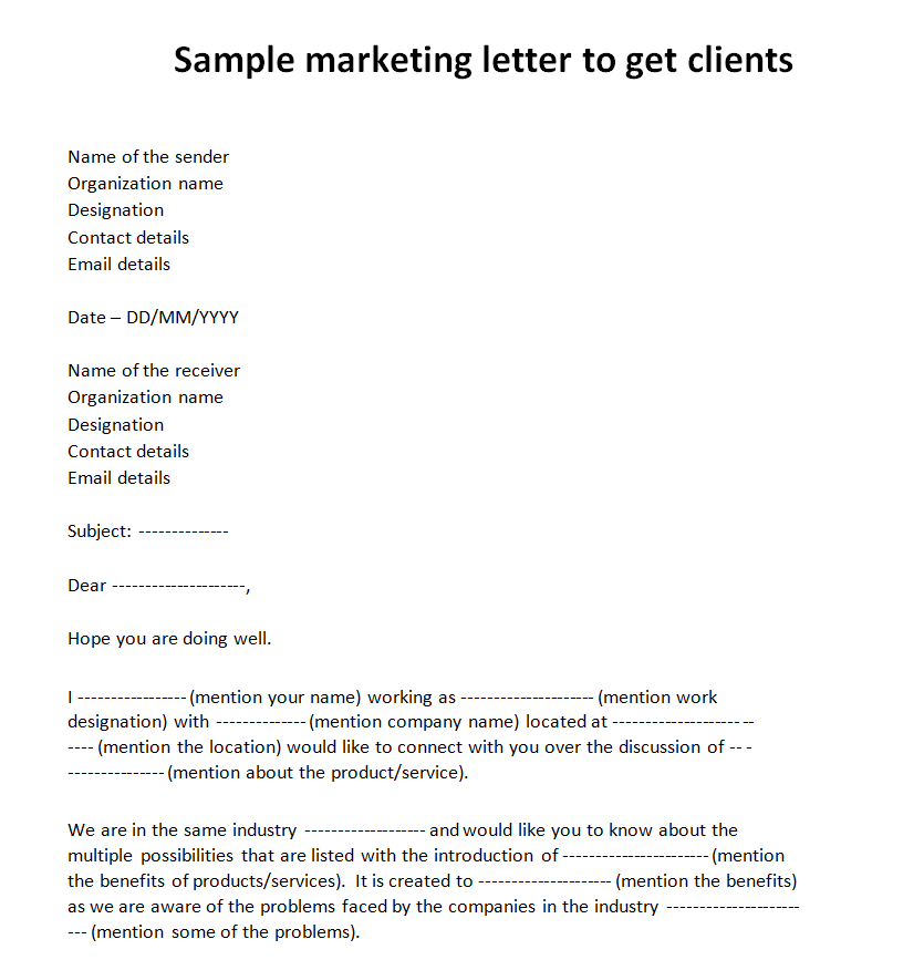 24 Editable Marketing Letter Templates In Ms Word Word Excel Samples 5265