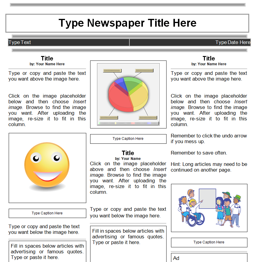 free newspaper word template