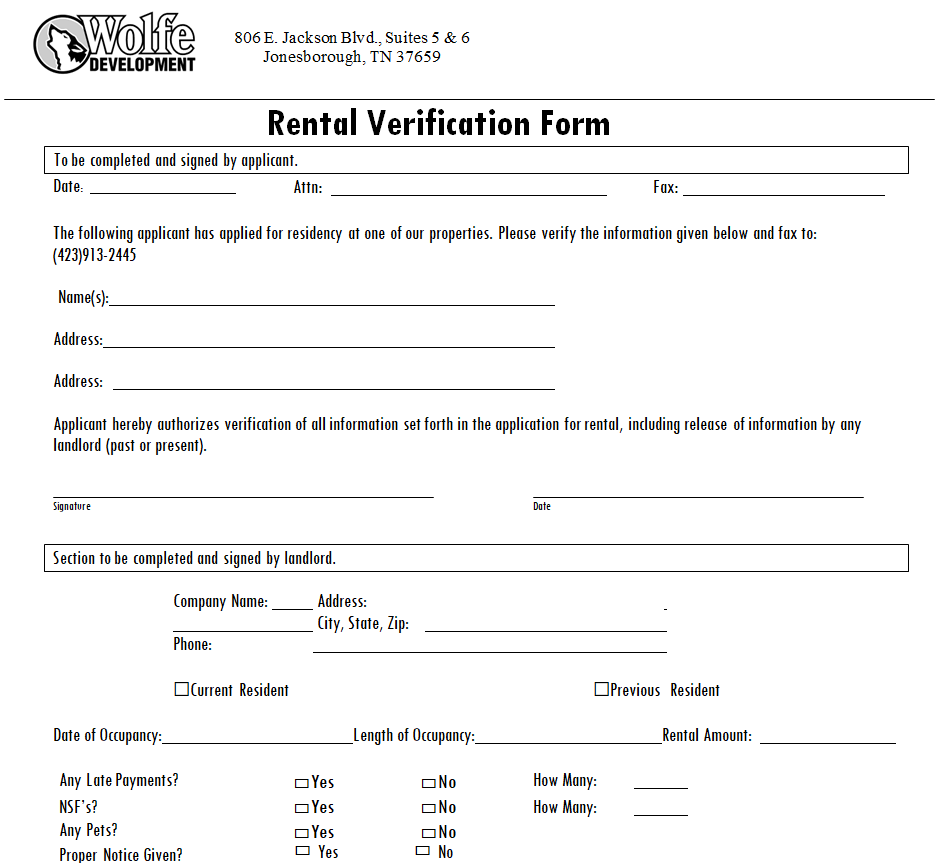 15 Useful Rental Verification Form Templates Word Excel Samples 5988