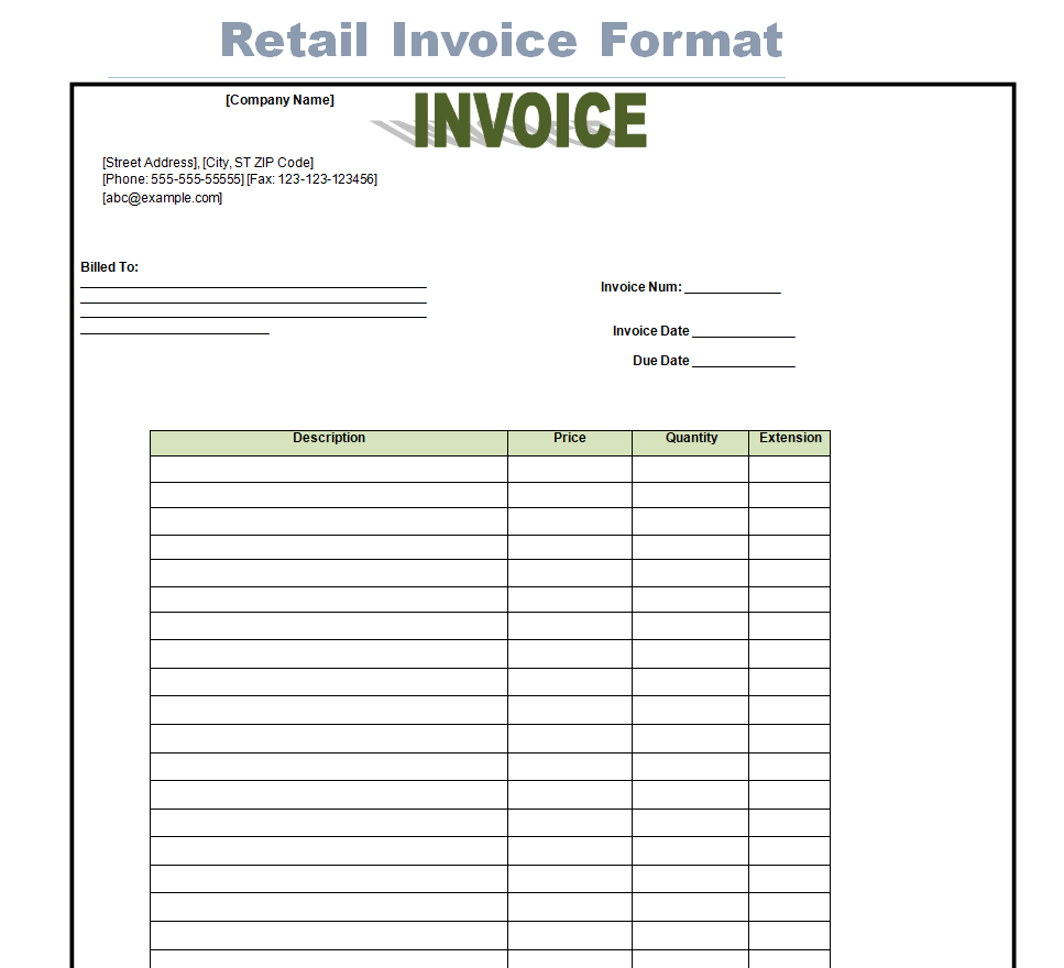 Download Top 10 Retail Invoice Templates [PDF & DOC] - Word Excel Samples