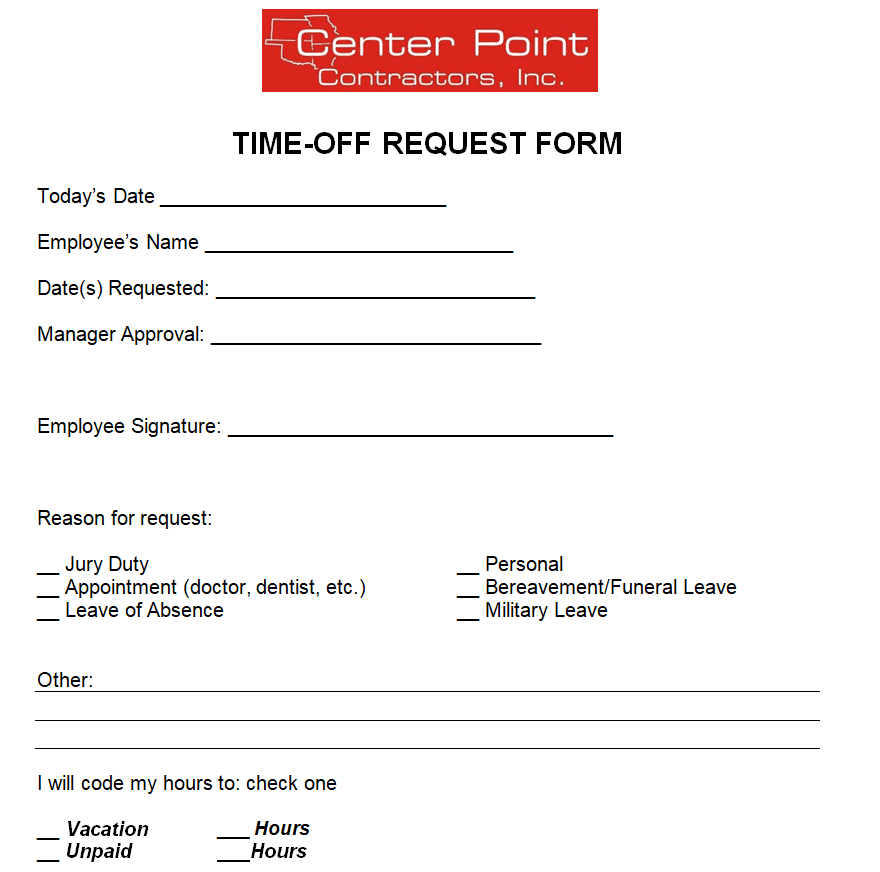 19+ Official Time Off Request Form Templates Word Excel Samples