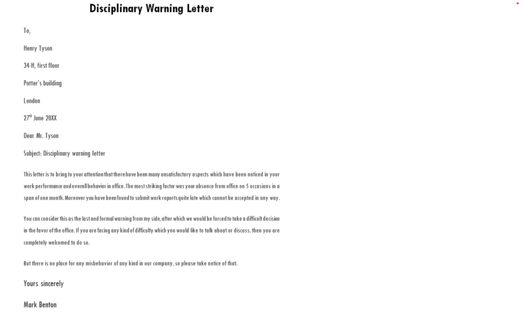 21 Free Hr Warning Letter Templates In Ms Word Word Excel Samples 4938